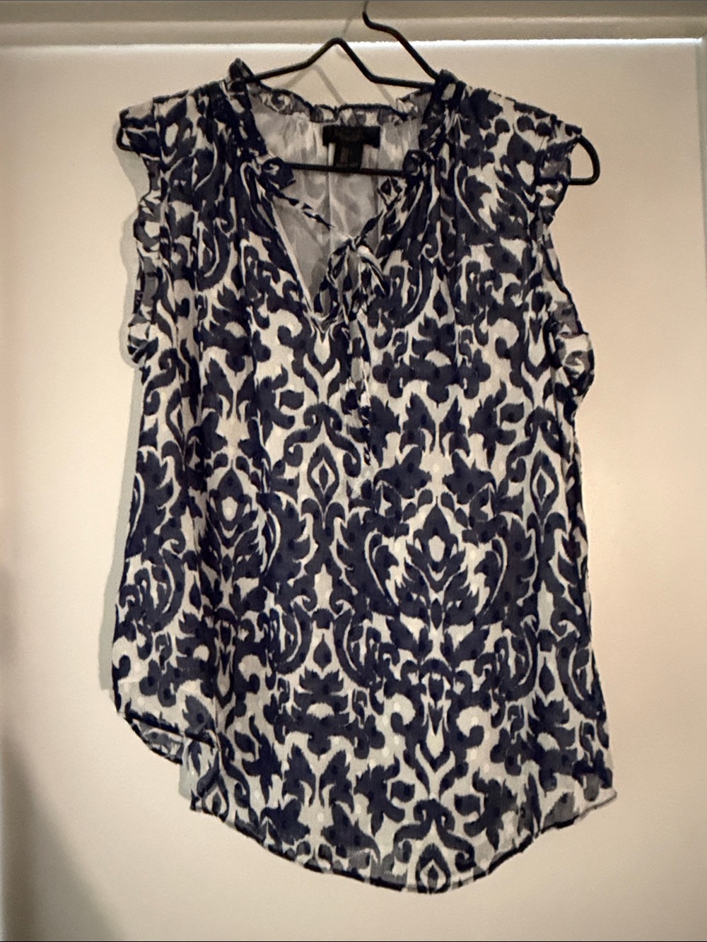 RACHEL Rachel Roy Navy and White V-Neck Tie-Front Camisole